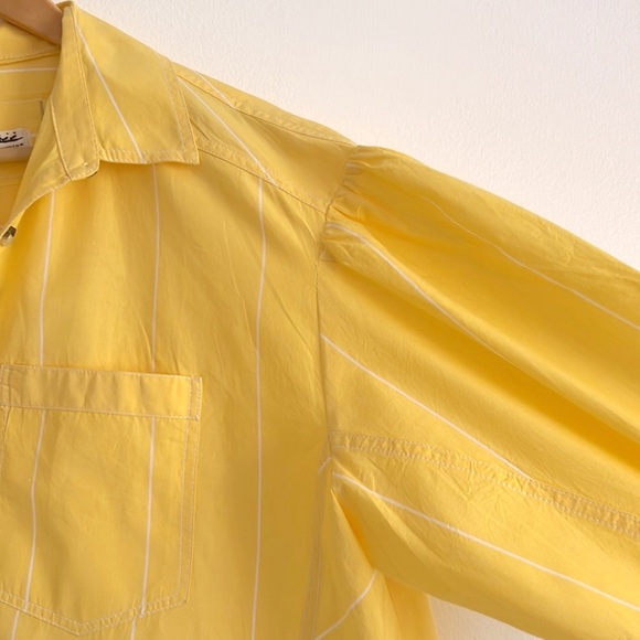 Free People Happy Hour Stripe Button Down Top Yellow Combo NWT - Picture 10 of 17